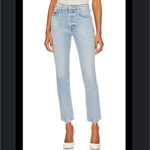 Re/Done Double Needle ankle crop jeans light vain size 24